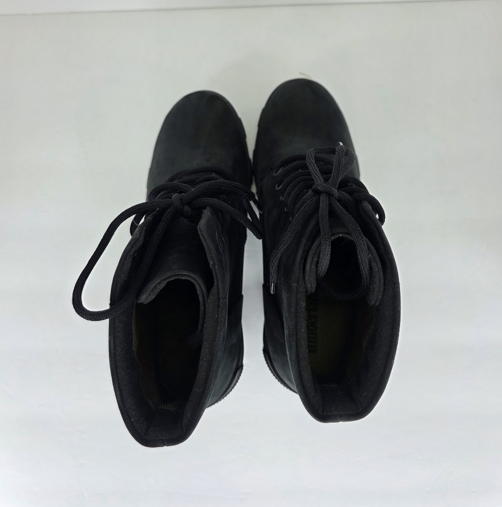 Timberland Lana Point Lace Up Heeled Nubuck Boots Black Suede Women's Size 7 - Picture 10 of 14